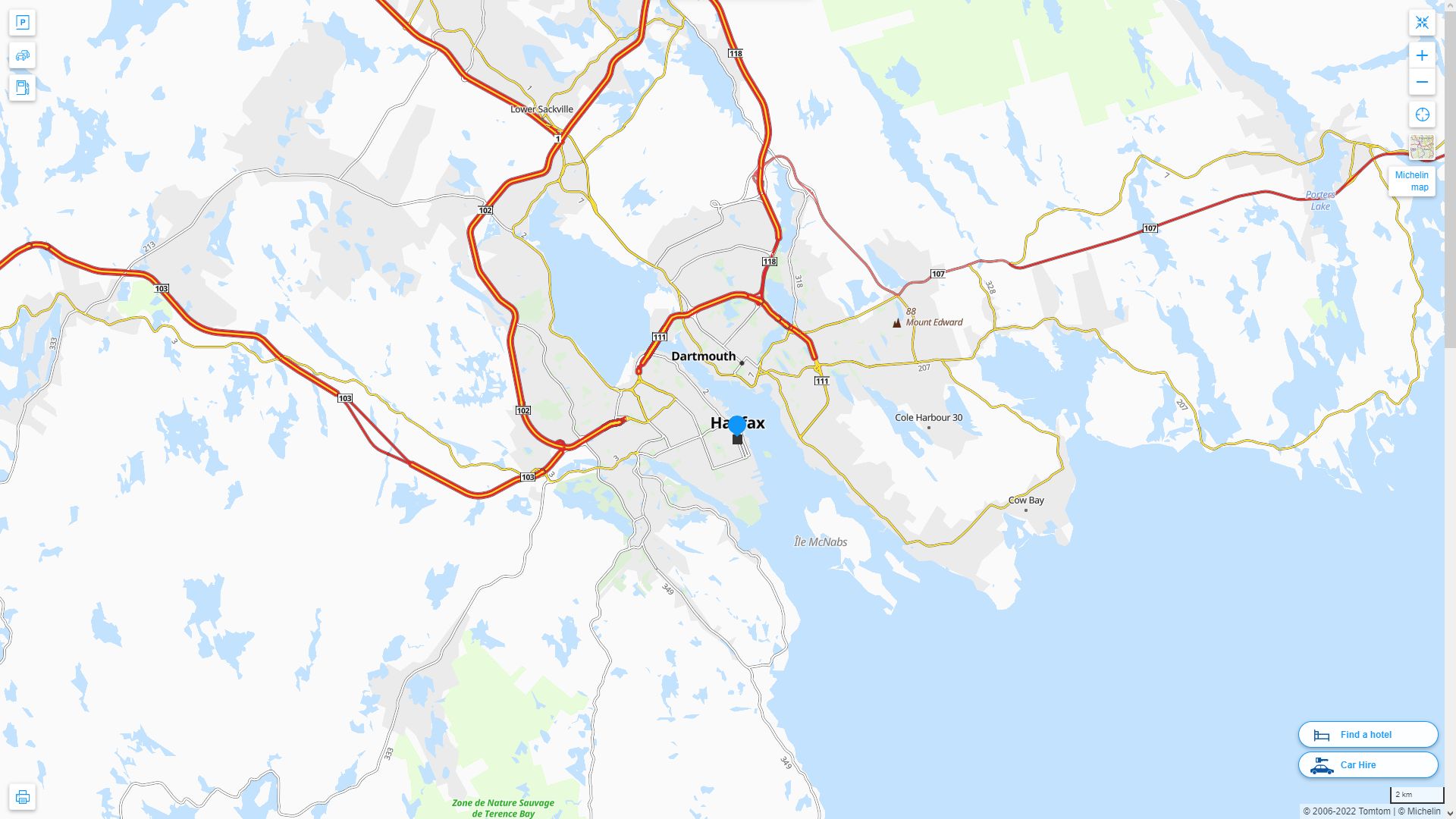 Halifax Canada Autoroute et carte routiere